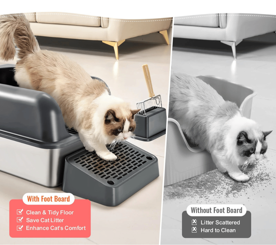 Extra Large Cat Litter Pan with Metal Tray & Accessories