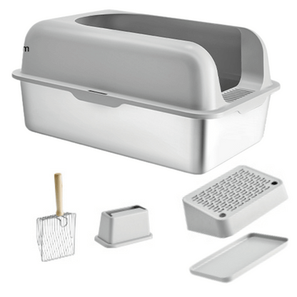 Extra Large Cat Litter Pan with Metal Tray & Accessories