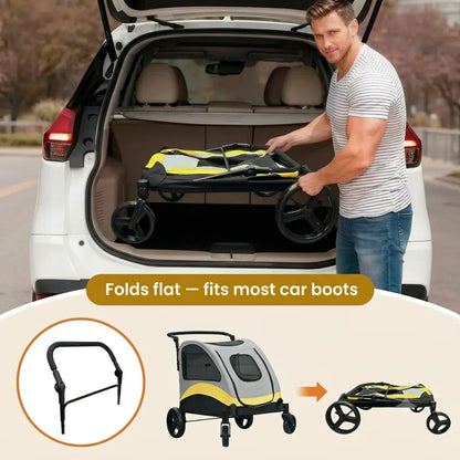 how to fold Pet Stroller with 4-Wheeler Design 