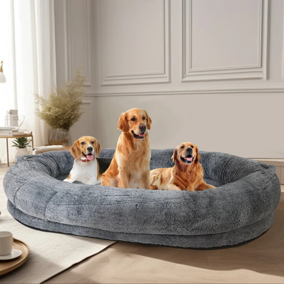 Large Plush Pet Bed for Dogs and Owners