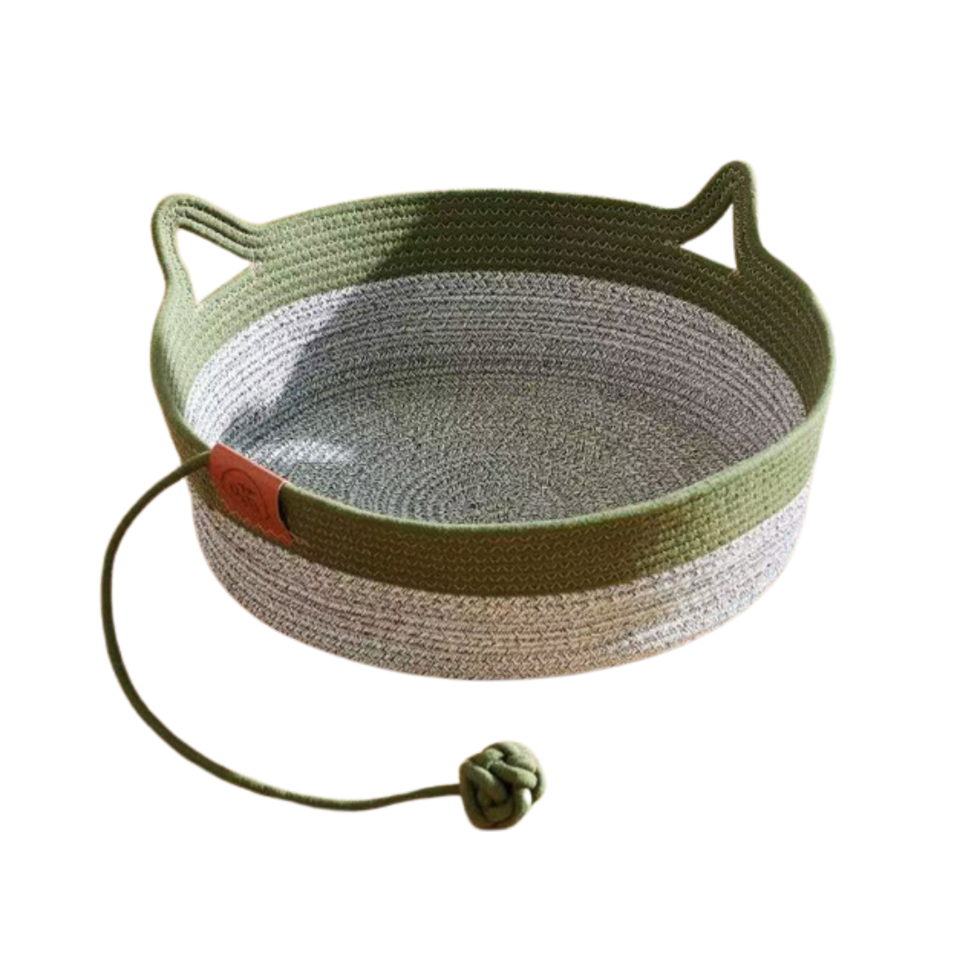 Natural Woven Cat Basket Bed & Pillow