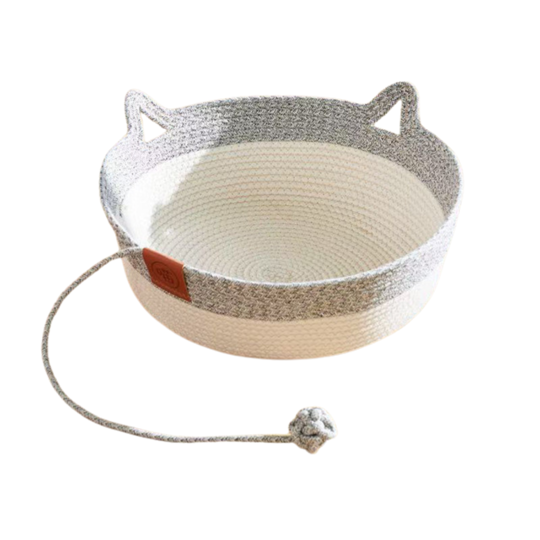 Natural Woven Cat Basket Bed & Pillow
