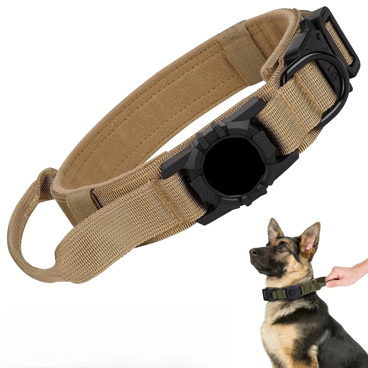 Durable Tactical Dog Collar with AirTag Holder