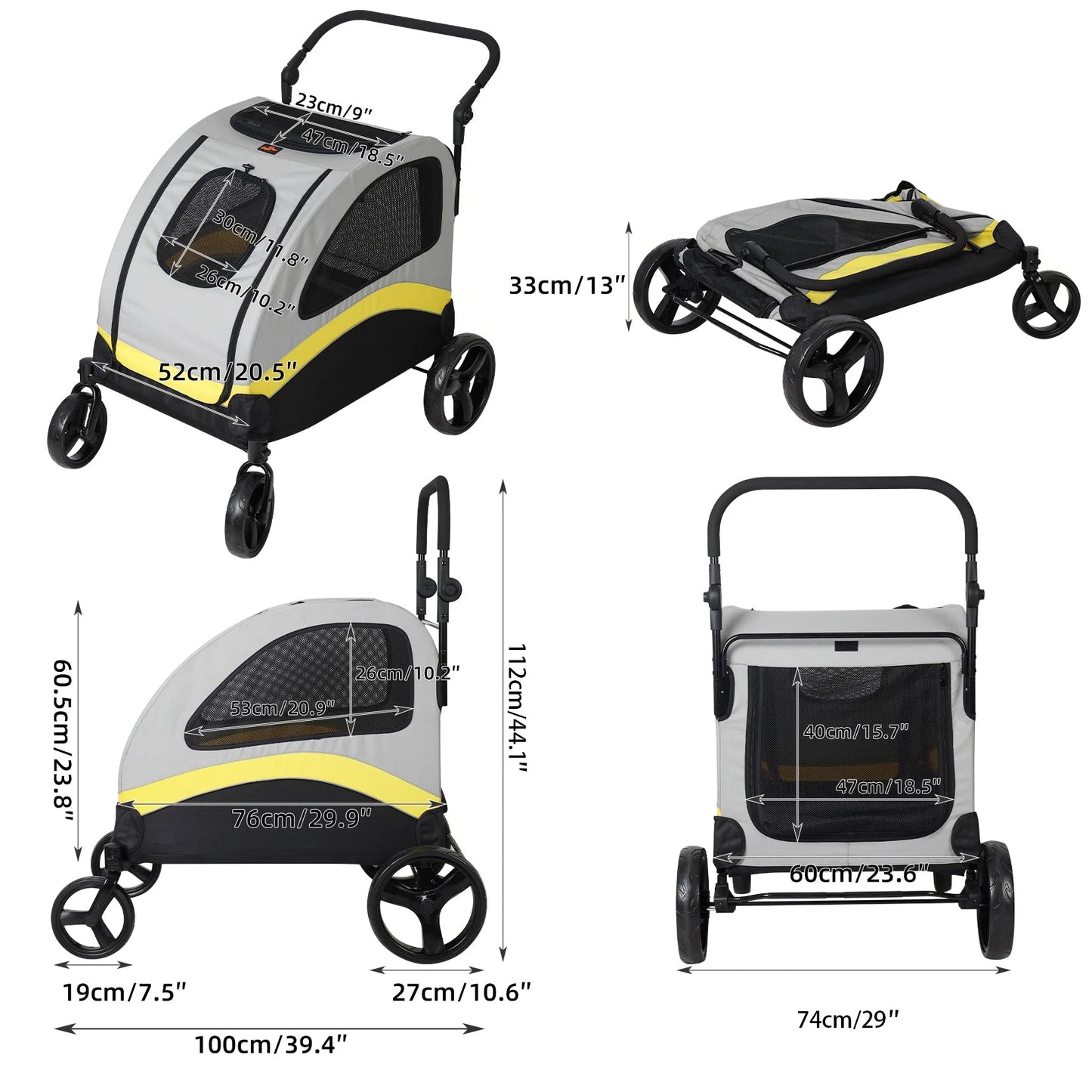 Folding Pet Stroller for Big and Small Dogs