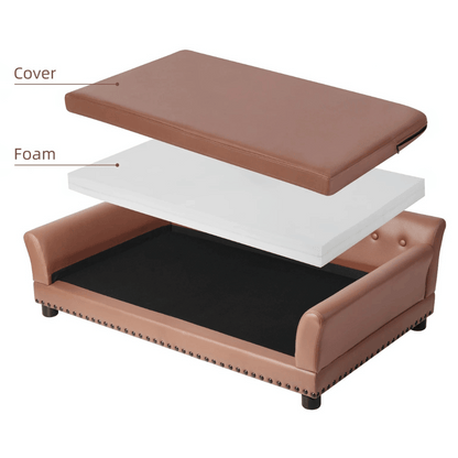 Big Orthopedic Fake Leather Pet Couch for Large Dogs