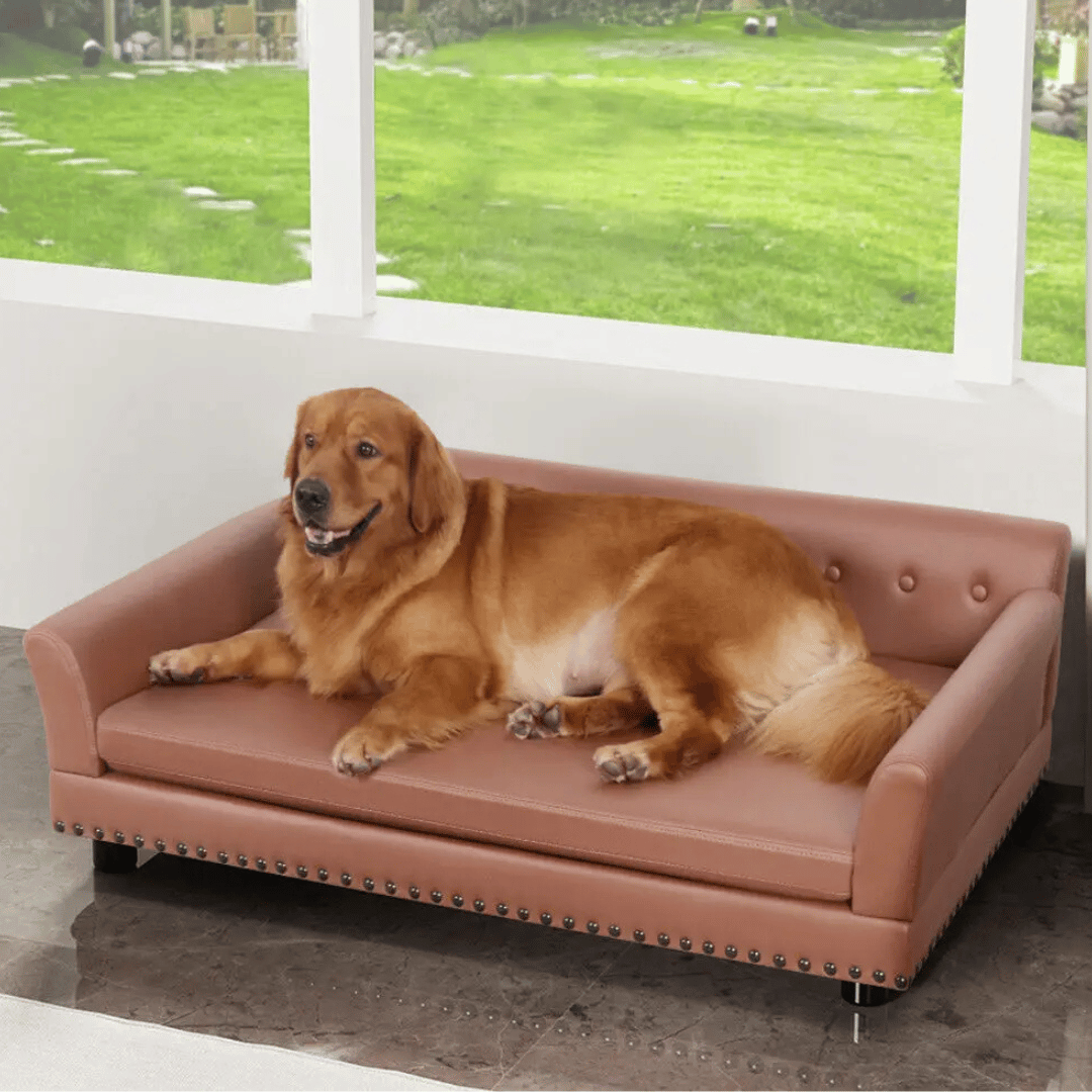 Big Orthopedic Fake Leather Pet Couch for Large Dogs