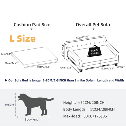 Big Orthopedic Fake Leather Pet Couch for Large Dogs