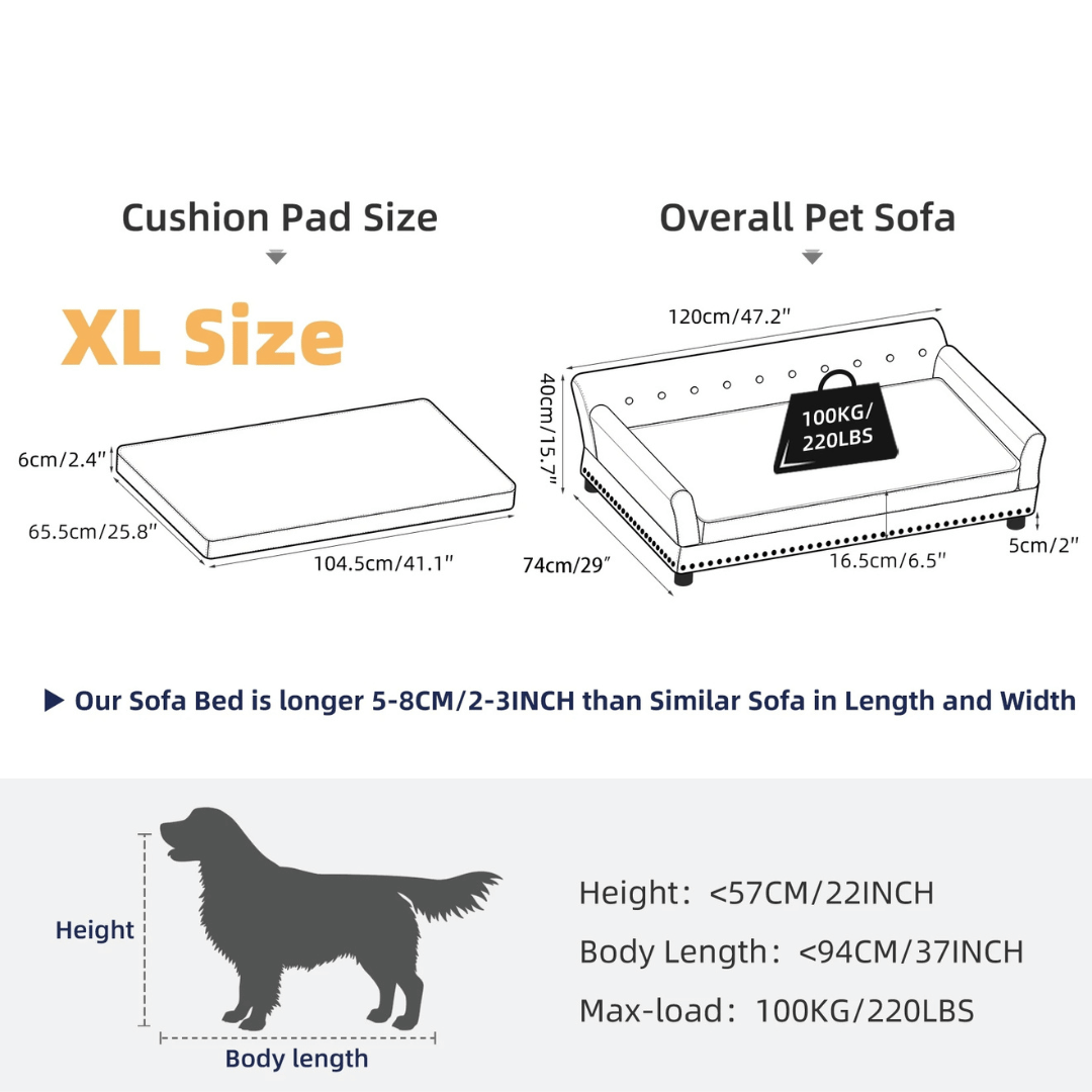 Big Orthopedic Fake Leather Pet Couch for Large Dogs