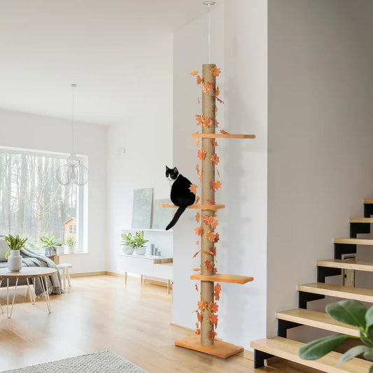 Tall Collapsible 8ft Cat Tower Scratcher with Soft Perches - LifyPet
