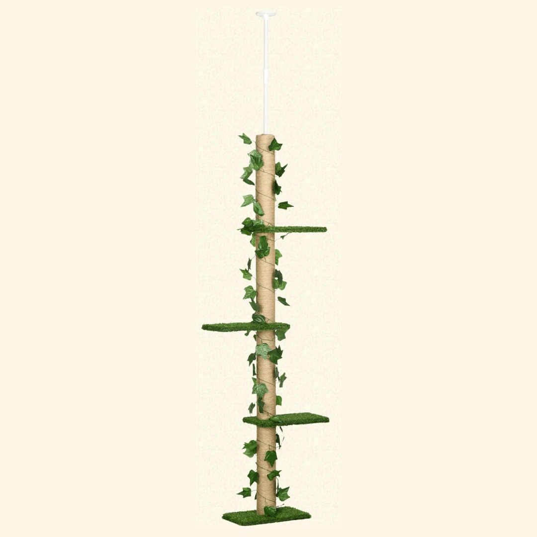 Tall Collapsible 8ft Cat Tower Scratcher with Soft Perches