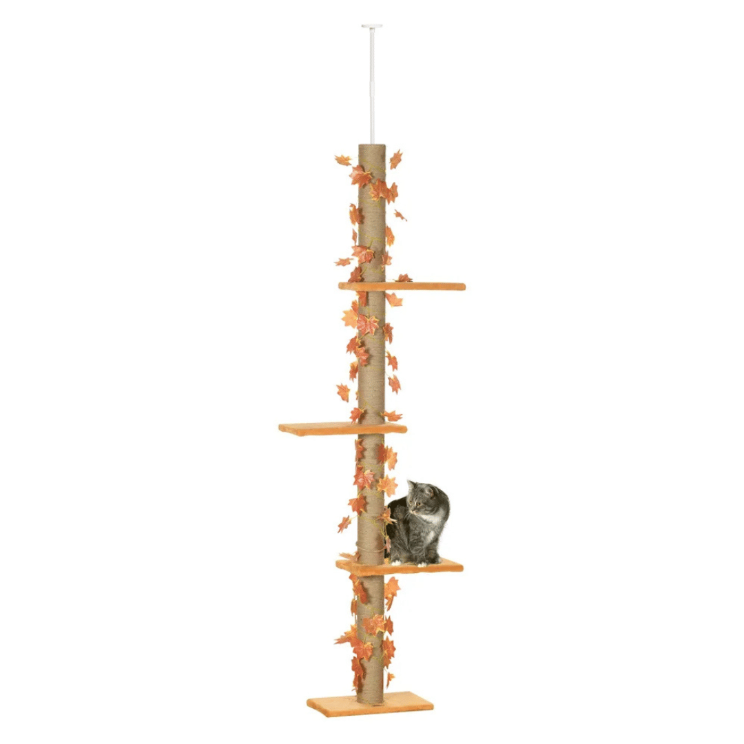 Tall Collapsible 8ft Cat Tower Scratcher with Soft Perches