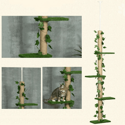 Tall Collapsible 8ft Cat Tower Scratcher with Soft Perches