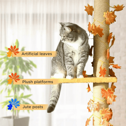 Tall Collapsible 8ft Cat Tower Scratcher with Soft Perches