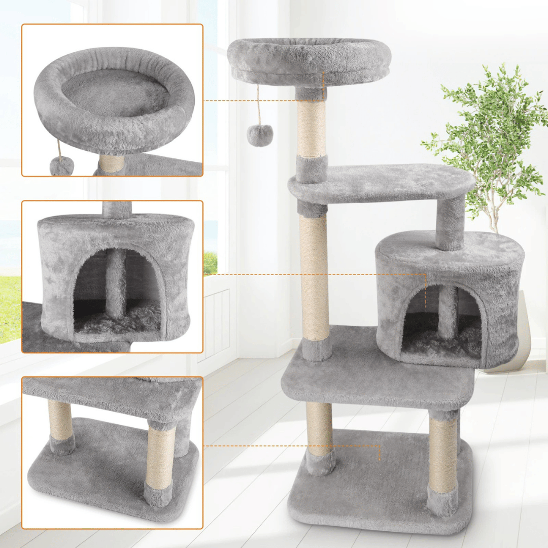 Cozy Cat Tower with Soft Condo and Scratching Post