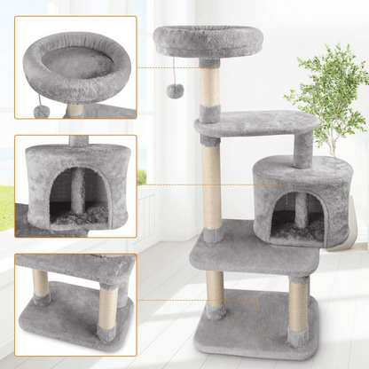 Cozy Cat Tower with Soft Condo and Scratching Post
