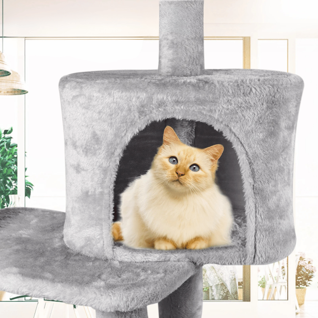Cozy Cat Tower with Soft Condo and Scratching Post
