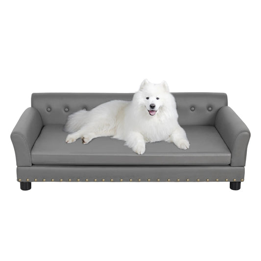 Plush Fake Leather Pet Couch Bed for Big Dogs - LifyPet