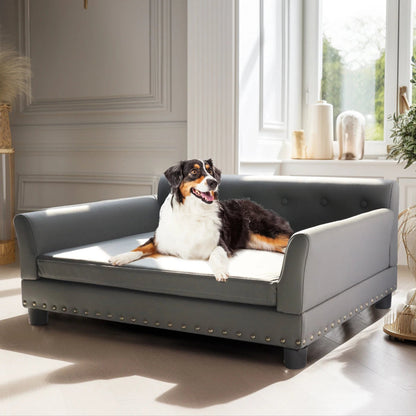 Plush Fake Leather Pet Couch Bed for Big Dogs