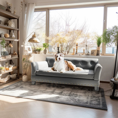 Plush Fake Leather Pet Couch Bed for Big Dogs