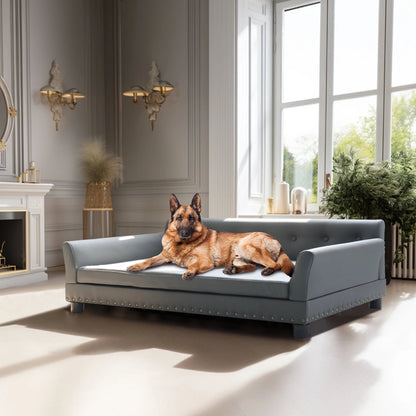 Plush Fake Leather Pet Couch Bed for Big Dogs