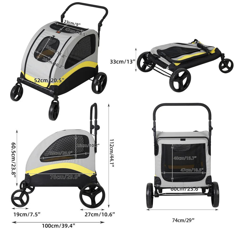 Folding Pet Stroller for Big and Small Dogs
