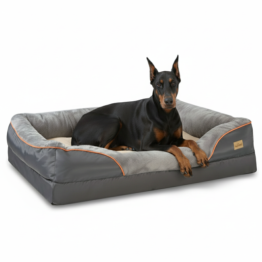 Large Comfort Dog Bed | Waterproof, Plush Bolster, Machine Washable - LifyPet