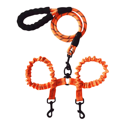 Durable Dual Dog Leash with Comfort Grip & Reflective Strap