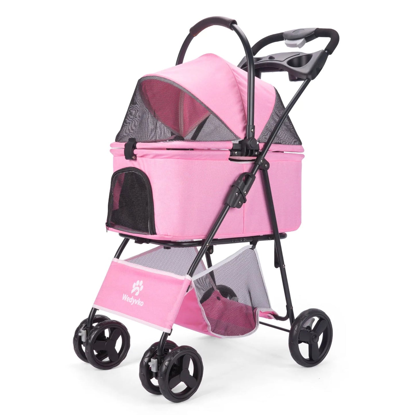 Folding Pet Stroller with Removable Carrier & Storage