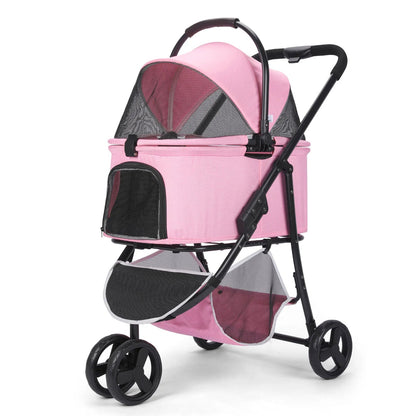 Portable Pet Stroller with Removable Carrier Bag