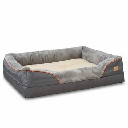 Large Comfort Dog Bed | Waterproof, Plush Bolster, Machine Washable