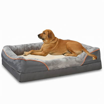 Large Comfort Dog Bed | Waterproof, Plush Bolster, Machine Washable