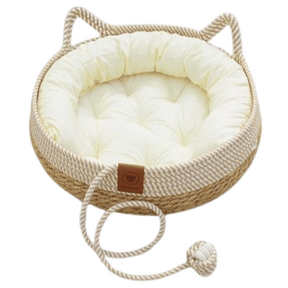 Natural Fiber Pet Bed Basket with Plush Cushion - LifyPet