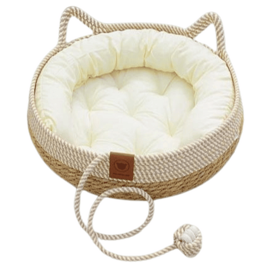 Natural Fiber Pet Bed Basket with Plush Cushion - LifyPet