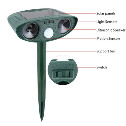 Solar Powered Pest Repeller for Garden and Yard