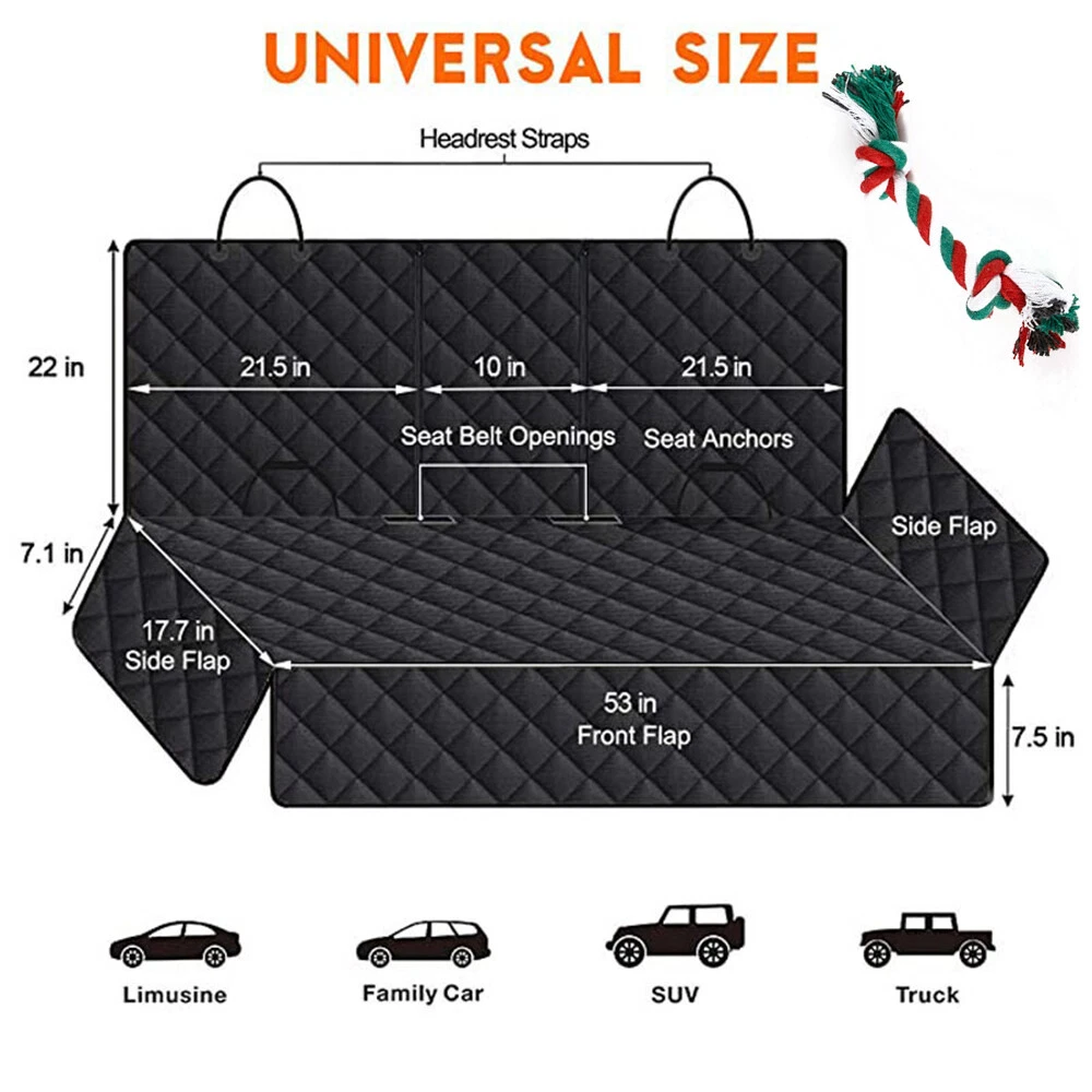 600D Car Rear Back Seat Cover Pet Dog Protector Mat Non-slip Waterproof Cushion