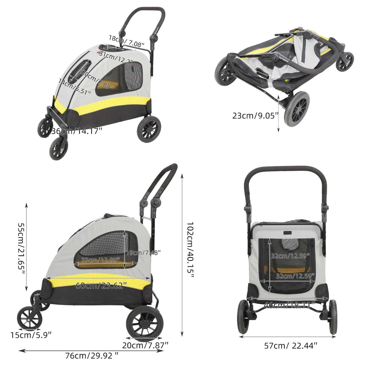 Folding Pet Stroller for Big and Small Dogs