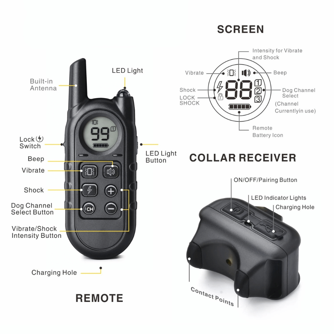 Compact Pet Training Collar with Long Range Remote