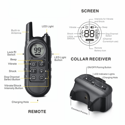 Compact Pet Training Collar with Long Range Remote