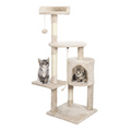 Cozy Beige Cat Tower with Comfy Perches & Hideaway
