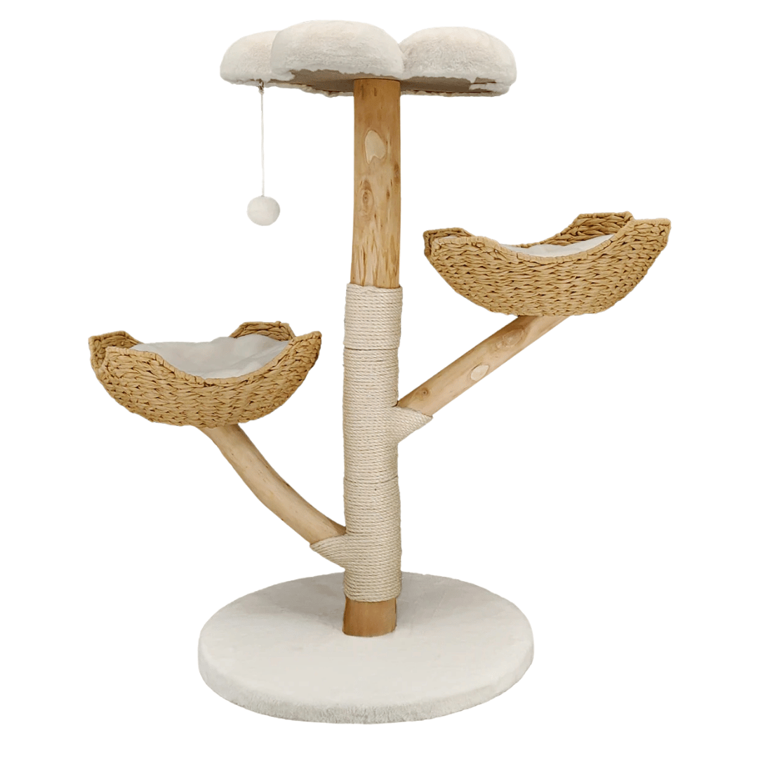 Sturdy Wooden Cat Climber with Soft Perches & Scratch Pole - LifyPet