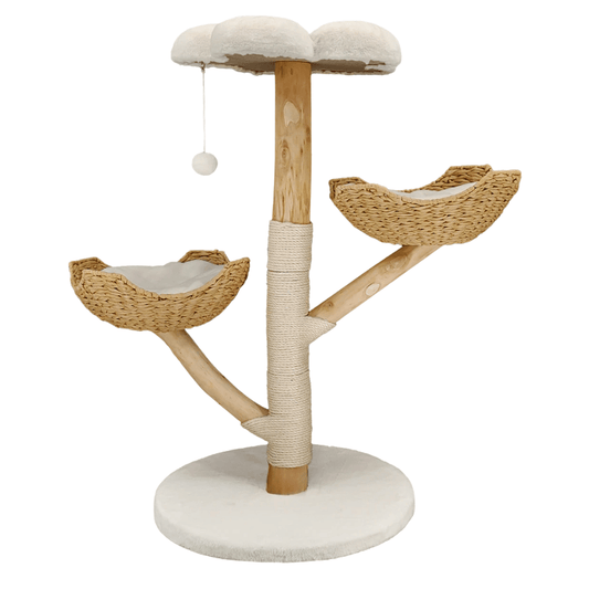 Sturdy Wooden Cat Climber with Soft Perches & Scratch Pole - LifyPet