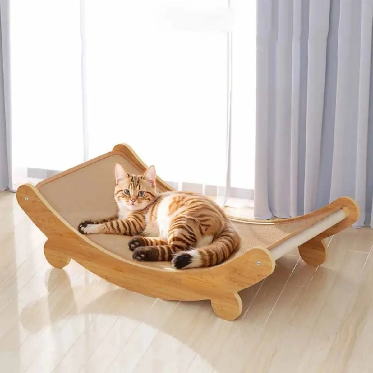 Durable Wood Cat Scratcher Bed