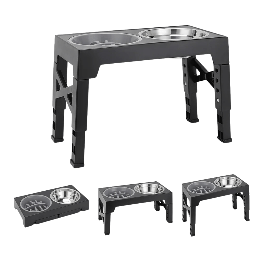 Elevated Dog Feeder with Adjustable Height & Metal Bowls