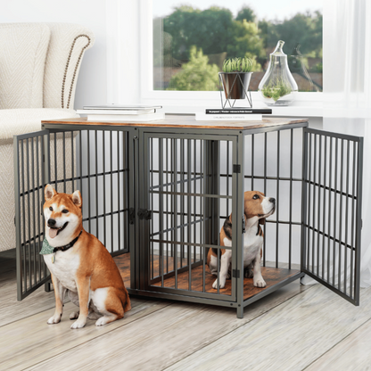 Sturdy Pet Crate with Solid Wood Table Top - LifyPet