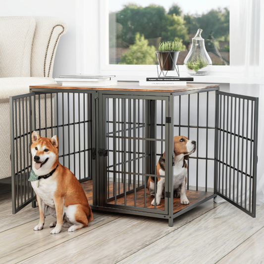 Sturdy Pet Crate with Solid Wood Table Top - LifyPet