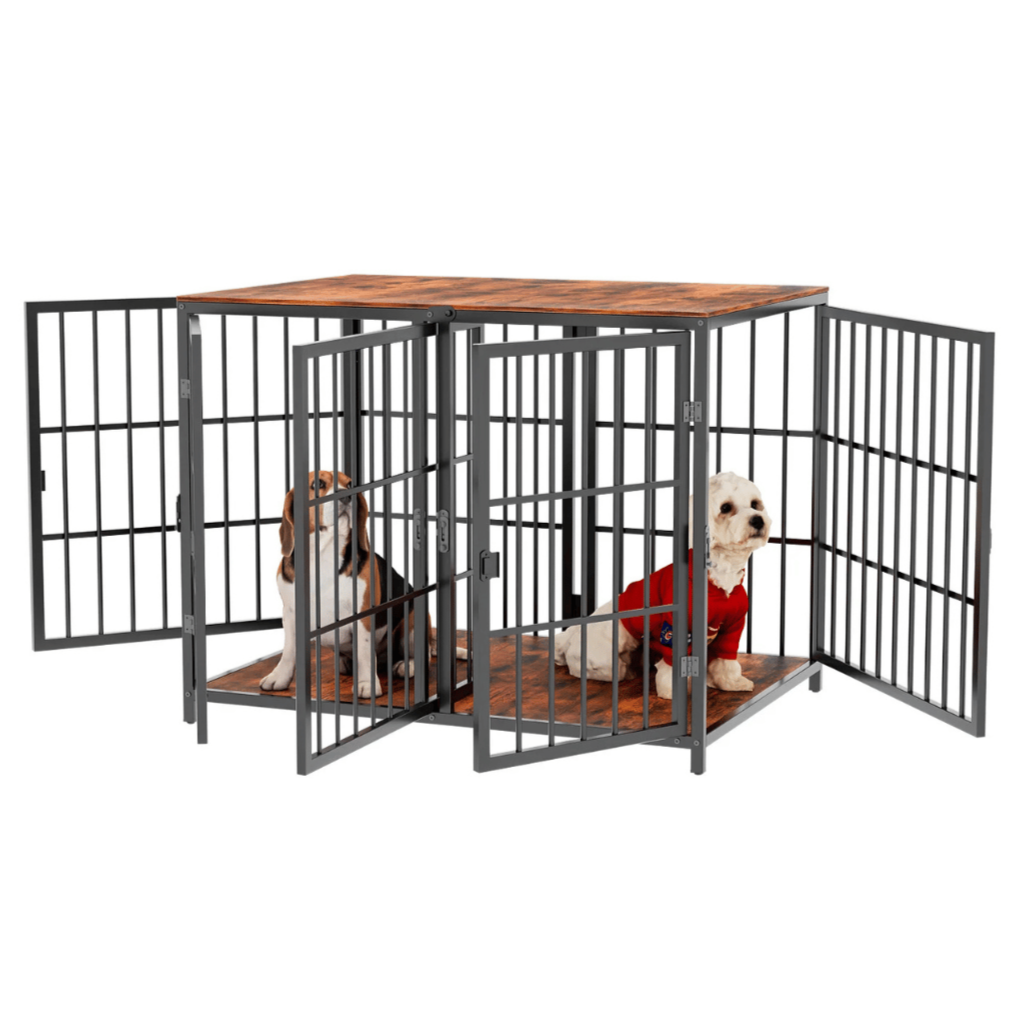 Sturdy Pet Crate with Solid Wood Table Top