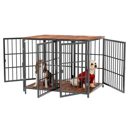 Sturdy Pet Crate with Solid Wood Table Top