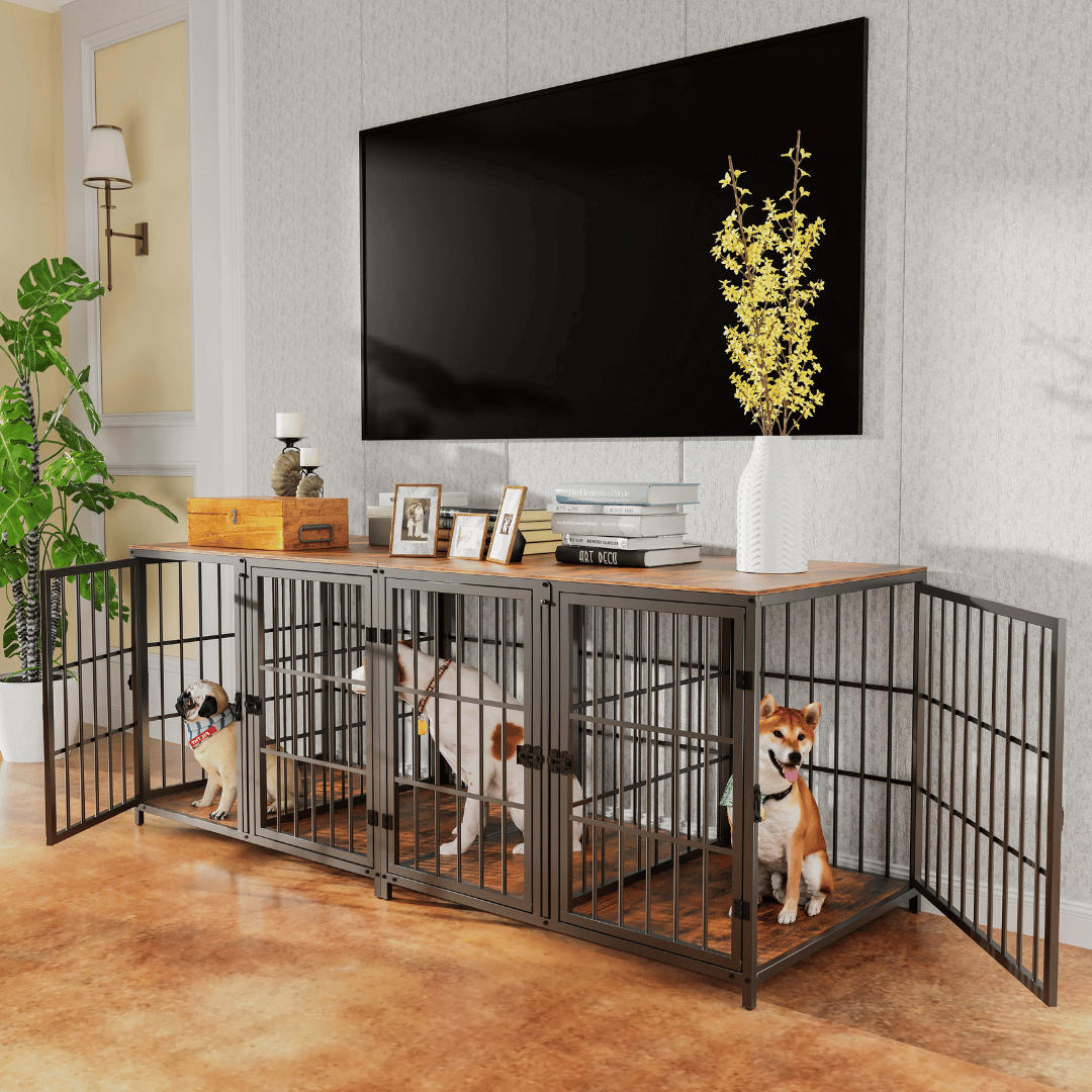 Sturdy Pet Crate with Solid Wood Table Top
