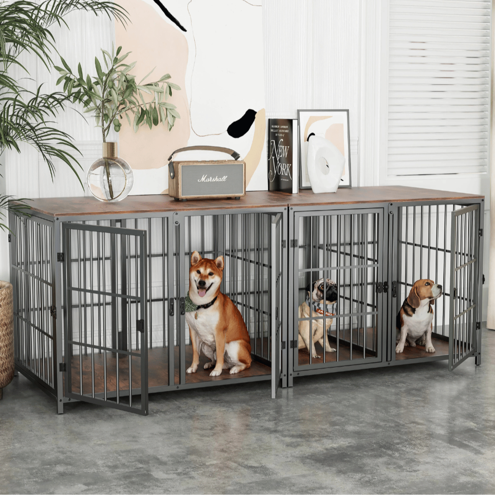 Sturdy Pet Crate with Solid Wood Table Top