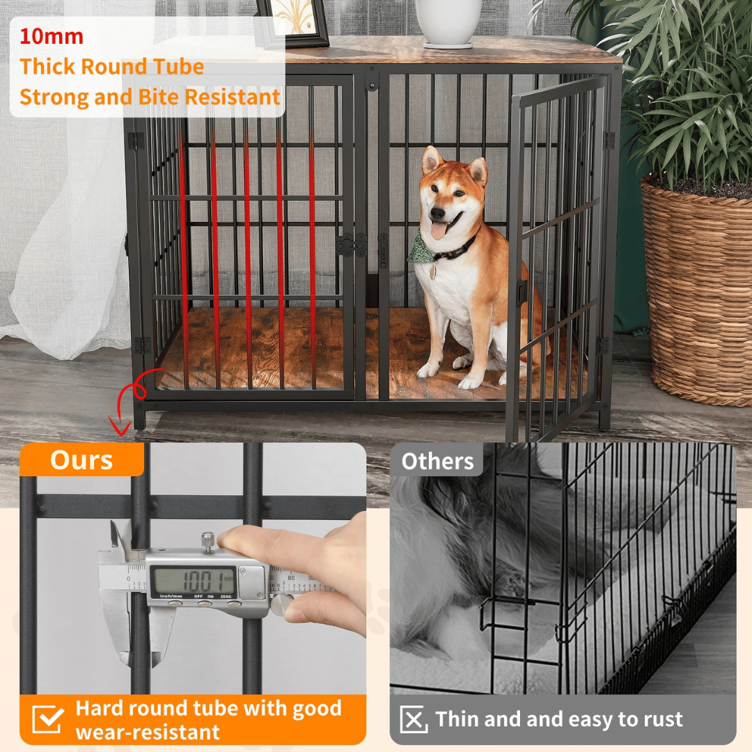Sturdy Pet Crate with Solid Wood Table Top